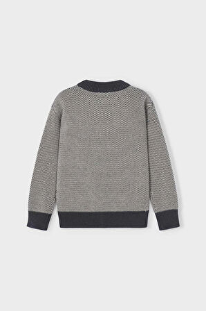 Erkek Çocuk Normal Kalıp Yün Karışımlı Dokulu Örgü Triko Kazak - Gri | 10 Yaş