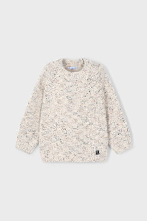 Erkek Çocuk Reglan Kollu Kırçıllı Triko Kazak - Bej | 8 Yaş