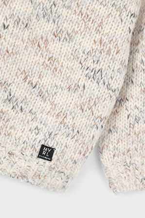 Erkek Çocuk Reglan Kollu Kırçıllı Triko Kazak - Bej | 8 Yaş