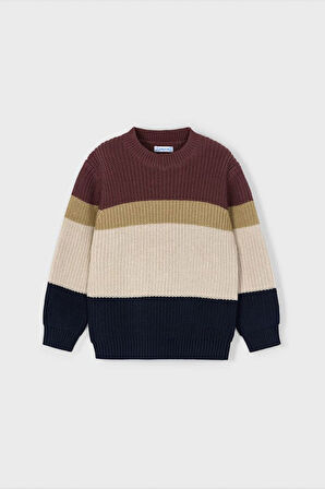 Erkek Çocuk Renk Bloklu Bisiklet Yaka Triko Kazak - Çok Renkli | 3 Yaş