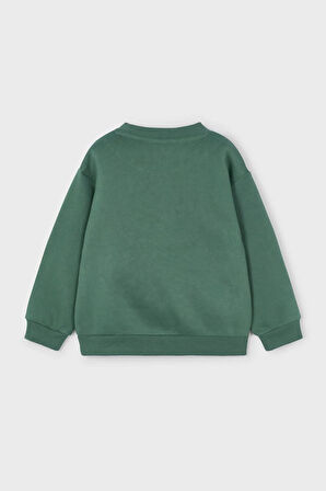 Erkek Çocuk Araç Baskılı Cepli Sweatshirt - Yeşil | 10 Yaş