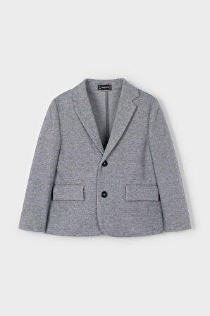 Erkek Çocuk Ceket Yaka Cepli Triko Blazer Ceket - Gri | 10 Yaş