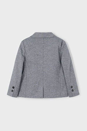 Erkek Çocuk Ceket Yaka Cepli Triko Blazer Ceket - Gri | 10 Yaş