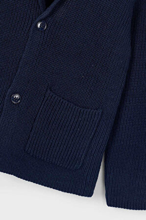 Erkek Çocuk Ceket Yaka Cepli Triko Ceket - Lacivert | 10 Yaş