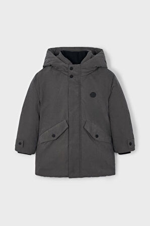 Erkek Çocuk Normal Kalıp Kapüşonlu Esnek Kumaşlı Parka - Gri | 3 Yaş