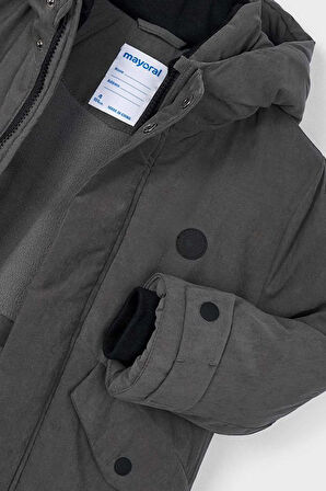 Erkek Çocuk Normal Kalıp Kapüşonlu Esnek Kumaşlı Parka - Gri | 3 Yaş