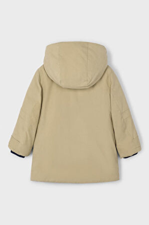 Erkek Çocuk Normal Kalıp Kapüşonlu Esnek Kumaşlı Parka - Açık Kahverengi | 3 Yaş