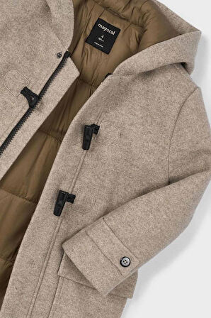 Unisex Çocuk Kapüşonlu Duffle Kaban - Bej | 3 Yaş