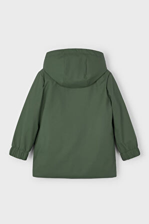 Erkek Çocuk Normal Kalıp Kapüşonlu İçi Polar Astarlı Yağmurluk - Yeşil | 7 Yaş