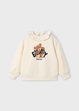Mayoral Krem Kız Çocuk Fırfırlı Yaka Sweatshirt 4430