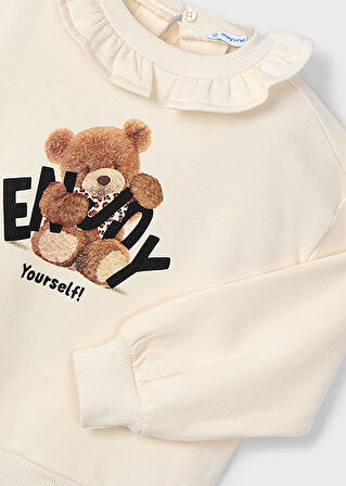 Mayoral Krem Kız Çocuk Fırfırlı Yaka Sweatshirt 4430
