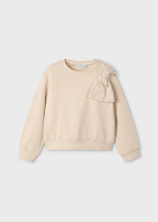 Mayoral Bej Kız Çocuk Fiyonklu Sweatshirt 4434