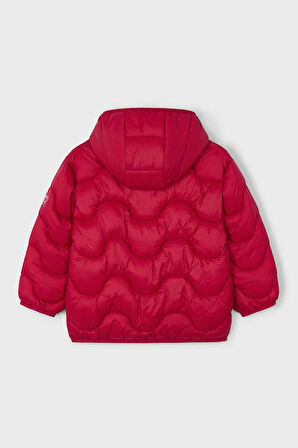 Unisex Çocuk Kapüşonlu Dalgalı Kapitone Şişme Mont - Kırmızı | 5 Yaş