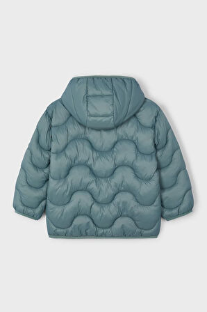 Unisex Çocuk Kapüşonlu Dalgalı Kapitone Şişme Mont - Adaçayı Yeşili | 6 Yaş