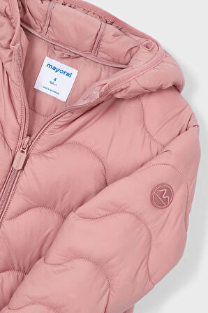 Kız Çocuk Normal Kalıp Kapüşonlu Dalgalı Kapitone Şişme Mont - Pembe | 3 Yaş