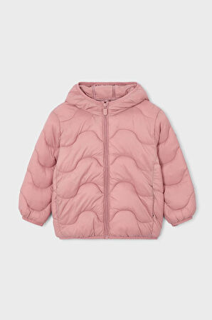 Kız Çocuk Normal Kalıp Kapüşonlu Dalgalı Kapitone Şişme Mont - Pembe | 9 Yaş