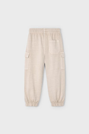 Erkek Çocuk Paraşüt Kalıp Kargo Cepli Pantolon - Vizon | 10 Yaş