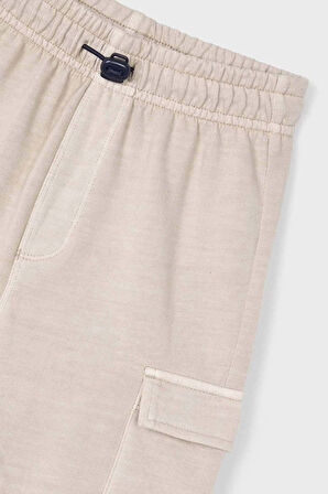 Erkek Çocuk Paraşüt Kalıp Kargo Cepli Pantolon - Vizon | 10 Yaş