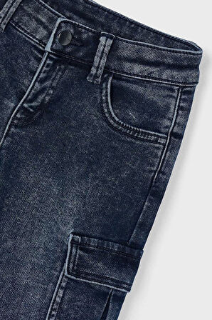 Erkek Çocuk Kargo Cepli Jean Pantolon - Koyu Mavi | 3 Yaş