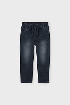 Erkek Çocuk Beli Lastikli 5 Cepli Jogger Jean Pantolon - Siyah | 3 Yaş