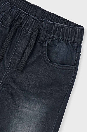 Erkek Çocuk Beli Lastikli 5 Cepli Jogger Jean Pantolon - Siyah | 3 Yaş