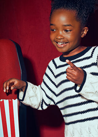 Mayoral Siyah Kız Çocuk Çizgili Kazak ve Pantolon Takım 4582