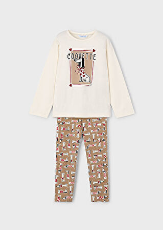 Mayoral Bej Desenli Tayt ve Tişört Takım 4719