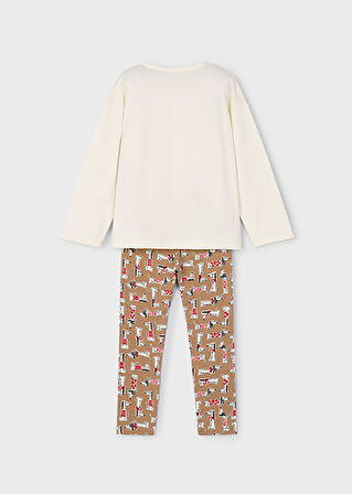 Mayoral Bej Desenli Tayt ve Tişört Takım 4719