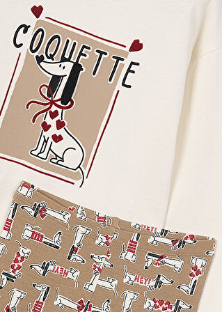 Mayoral Bej Desenli Tayt ve Tişört Takım 4719