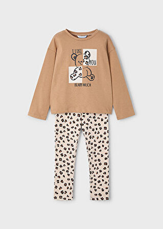 Mayoral Kahve Desenli Tayt ve Tişört Takım 4719