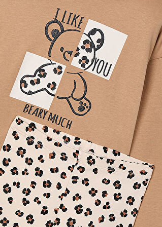 Mayoral Kahve Desenli Tayt ve Tişört Takım 4719