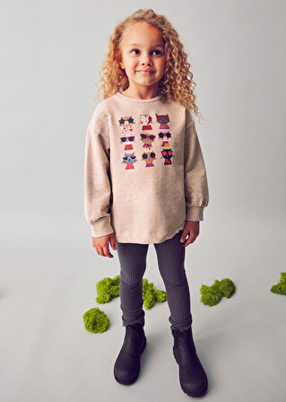 Mayoral Kız Çocuk Bej Sweat Gri Tayt Takım 4722