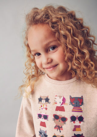 Mayoral Kız Çocuk Bej Sweat Gri Tayt Takım 4722