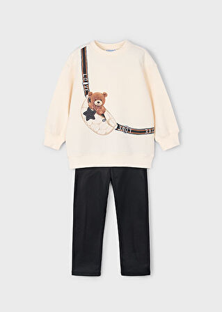 Mayoral Kız Çocuk Bej Sweat Siyah Tayt Takım 4727