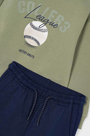 Erkek Çocuk Beyzbol Baskılı Eşofman Takımı - Yeşil/Lacivert | 3 Yaş