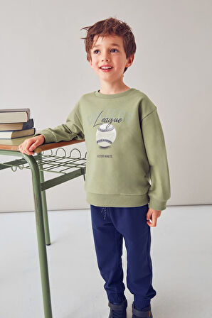 Erkek Çocuk Beyzbol Baskılı Eşofman Takımı - Yeşil/Lacivert | 3 Yaş