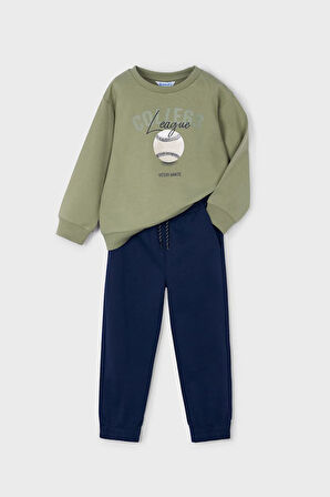 Erkek Çocuk Beyzbol Baskılı Eşofman Takımı - Yeşil/Lacivert | 4 Yaş