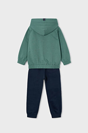 Erkek Çocuk Normal Kalıp Kapüşonlu Baskılı 2'li Eşofman Takımı - Yeşil | 4 Yaş