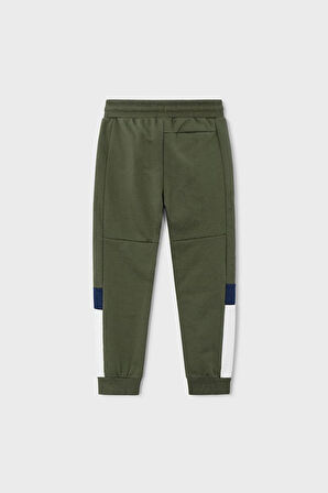 Erkek Çocuk Renk Bloklu Kapüşonlu 3 Parça Eşofman Takımı - Haki/Krem | 4 Yaş