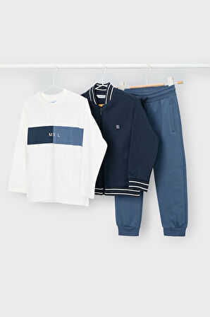 Erkek Çocuk Normal Kalıp 3 Parça Bomber Ceketli Eşofman Takımı - Lacivert | 8 Yaş