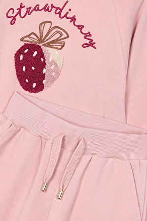 Kız Çocuk Regular Fit Nakışlı Bisiklet Yaka Eşofman Takımı - Pembe | 6 Yaş