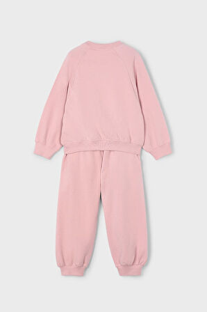 Kız Çocuk Regular Fit Nakışlı Bisiklet Yaka Eşofman Takımı - Pembe | 8 Yaş