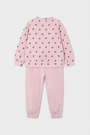Kız Çocuk Normal Kalıp Baskılı 2'li Eşofman Takımı - Pudra Pembe | 3 Yaş