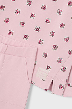 Kız Çocuk Normal Kalıp Baskılı 2'li Eşofman Takımı - Pudra Pembe | 3 Yaş