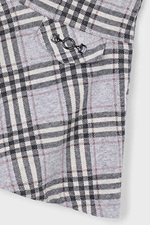 Kız Çocuk A Kesim Jakarlı Ekose Etek - Gri | 10 Yaş