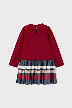 Kız Çocuk Normal Kalıp  Piliseli Elbise - Vişne | 3 Yaş