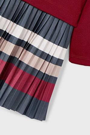 Kız Çocuk Normal Kalıp  Piliseli Elbise - Vişne | 4 Yaş