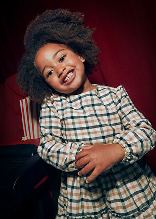 Mayoral Kız Çocuk Kareli Fiyonklu Elbise 4915