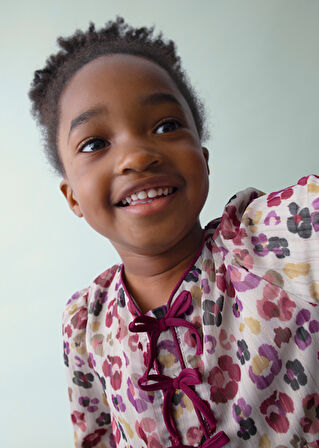 Mayoral Vişne Kız Çocuk Desenli Elbise 4917