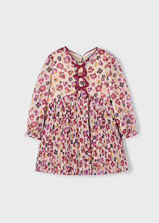 Mayoral Vişne Kız Çocuk Desenli Elbise 4917